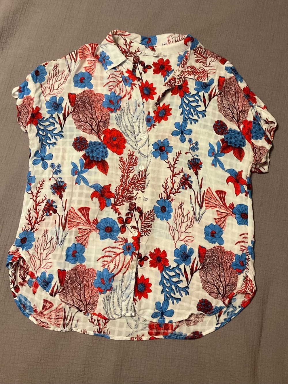 Jane + Delancey button down floral/coral shirt (medium)